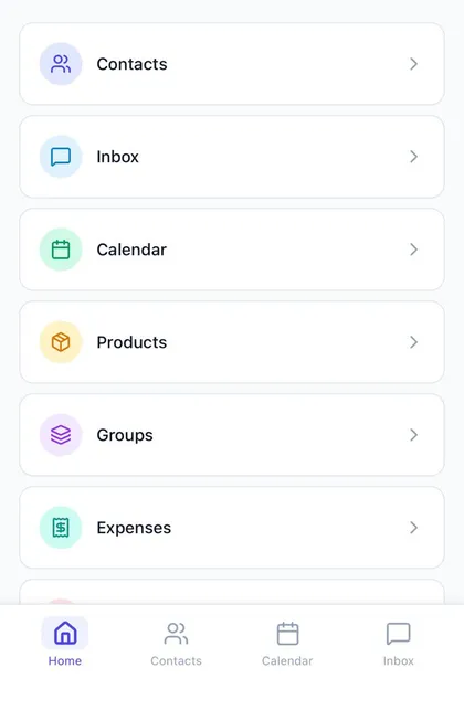 SoleHQ home screen with a menu of modules